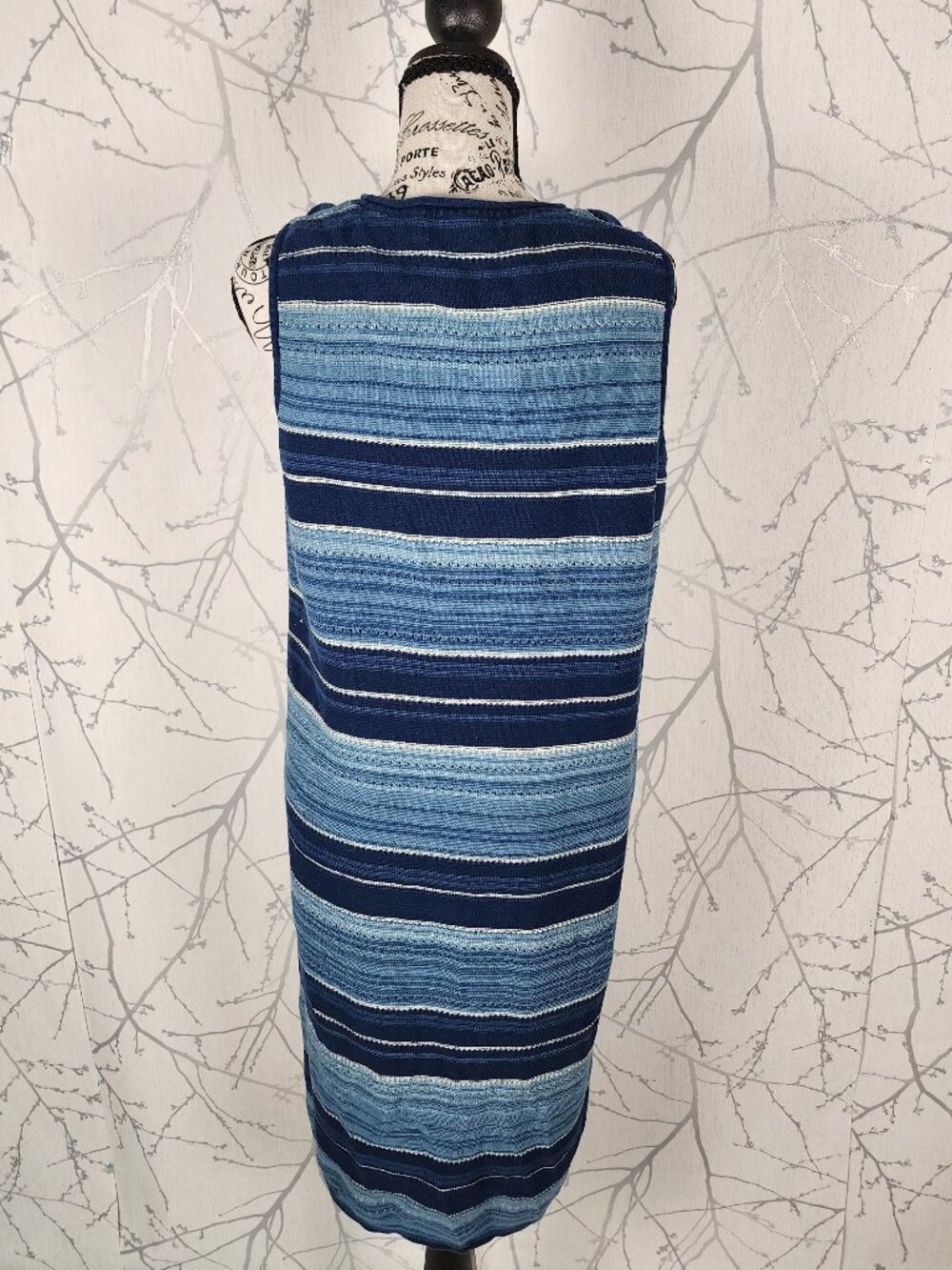 Lauren Ralph Lauren Blue Stripe Cotton Knit Midi Shift Dress - Picture 3 of 6